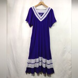 Vintage Anthony Richards Polka Dot Dress Women's L Purple Preppy Cottagecore